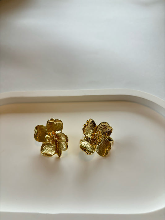 Gold flower earrings