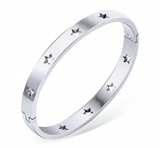 Silver star girl bangle